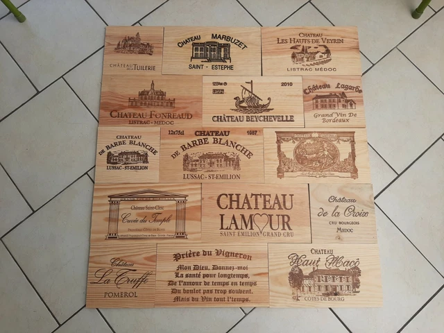 Lot De 3 Estampes En Bois - Déco Façade De Caisse Vin - Vintage